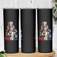 Bigfoot Merica Skinny Tumbler American Flag Patriotic 4th Of July Uncle Sam - Wonder Print Shop