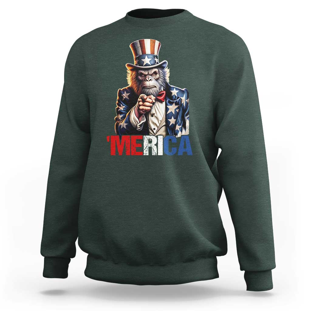 Bigfoot Merica Sweatshirt American Flag Patriotic 4th Of July Uncle Sam - Wonder Print Shop