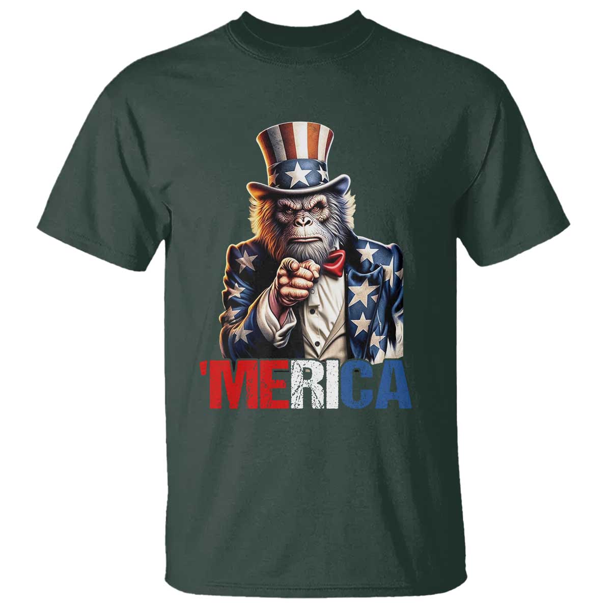 Bigfoot Merica T Shirt American Flag Patriotic 4th Of July Uncle Sam - Wonder Print Shop