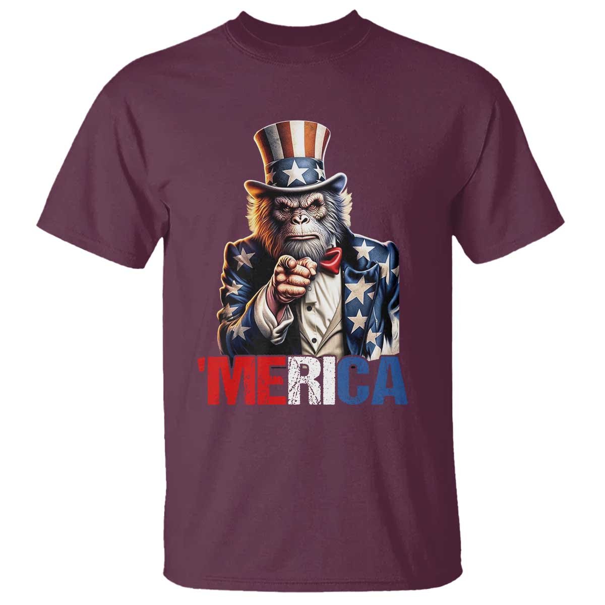 Bigfoot Merica T Shirt American Flag Patriotic 4th Of July Uncle Sam - Wonder Print Shop