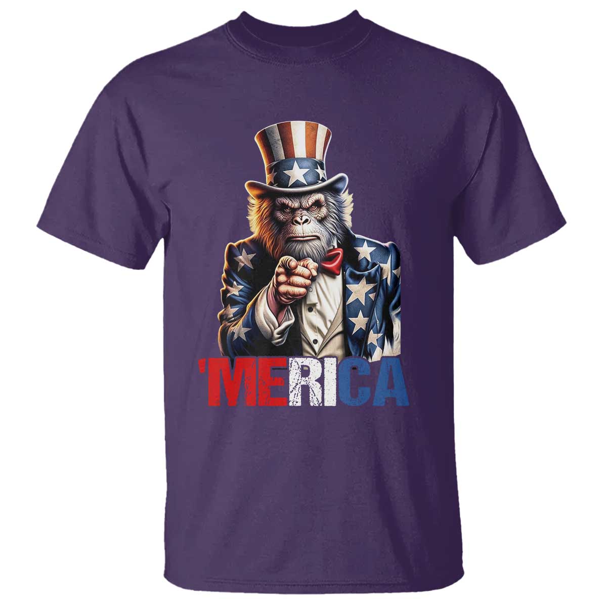 Bigfoot Merica T Shirt American Flag Patriotic 4th Of July Uncle Sam - Wonder Print Shop