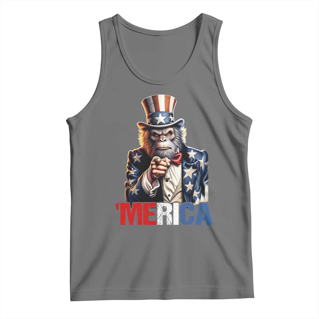 Bigfoot Merica Tank Top American Flag Patriotic 4th Of July Uncle Sam - Wonder Print Shop