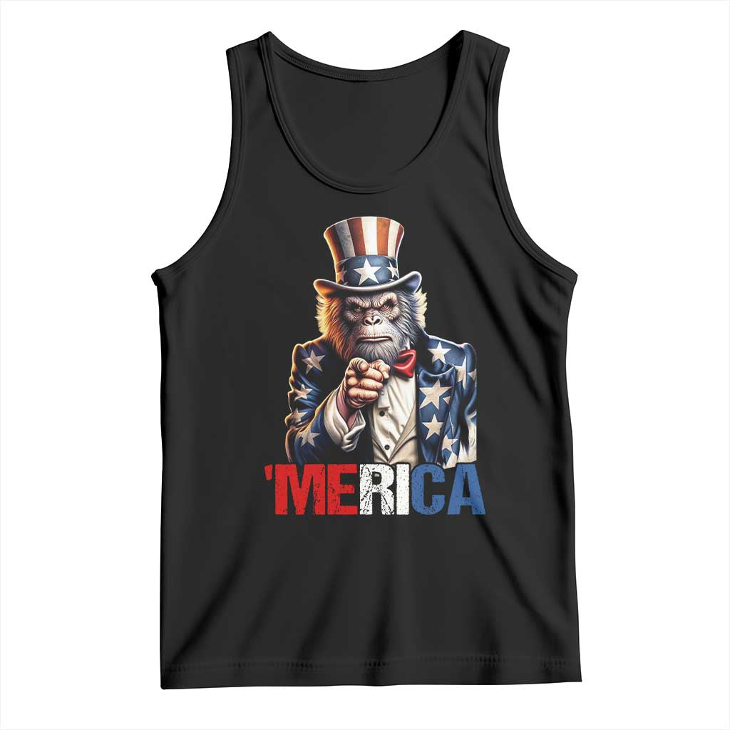 Bigfoot Merica Tank Top American Flag Patriotic 4th Of July Uncle Sam - Wonder Print Shop
