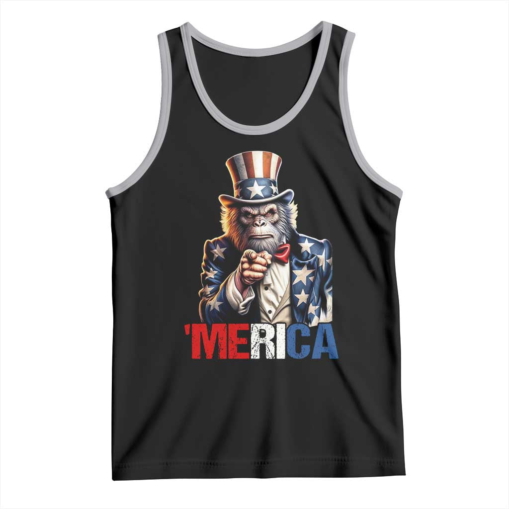 Bigfoot Merica Tank Top American Flag Patriotic 4th Of July Uncle Sam - Wonder Print Shop