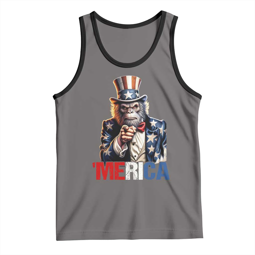 Bigfoot Merica Tank Top American Flag Patriotic 4th Of July Uncle Sam - Wonder Print Shop