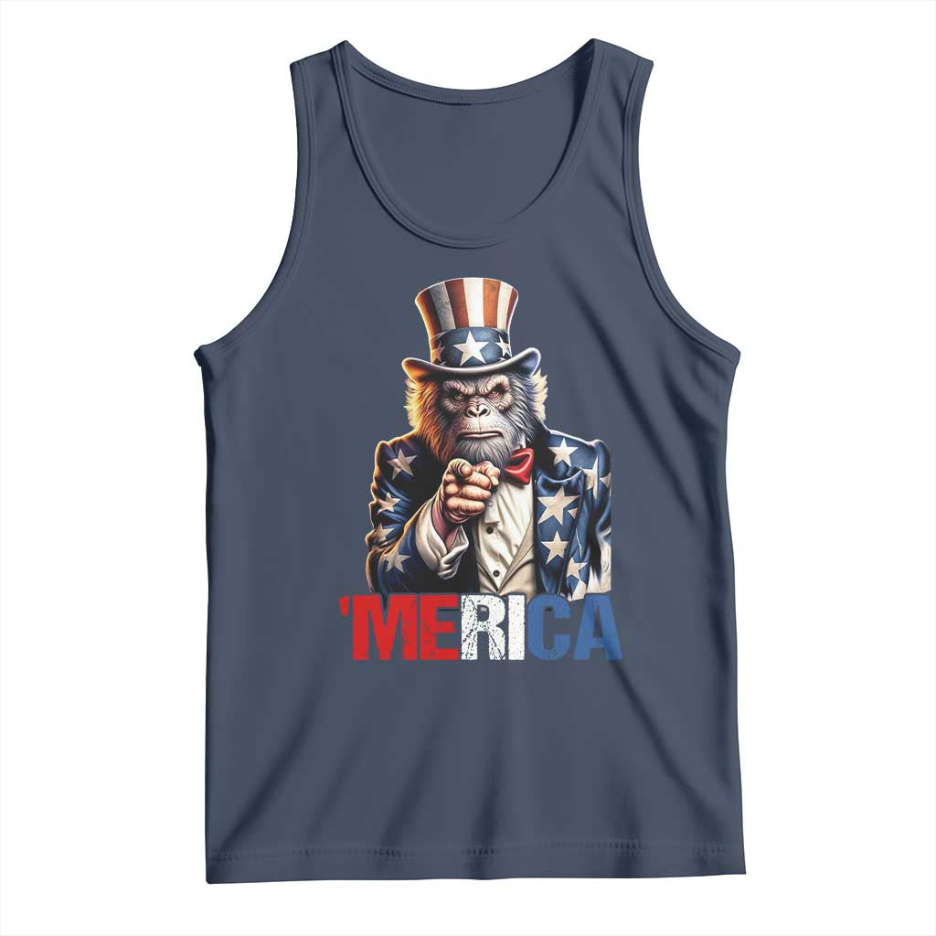 Bigfoot Merica Tank Top American Flag Patriotic 4th Of July Uncle Sam - Wonder Print Shop
