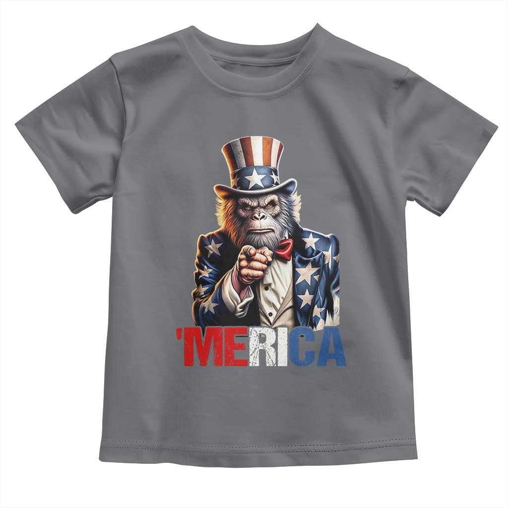 Bigfoot Merica Toddler T Shirt American Flag Patriotic 4th Of July Uncle Sam - Wonder Print Shop