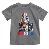 Bigfoot Merica Toddler T Shirt American Flag Patriotic 4th Of July Uncle Sam - Wonder Print Shop