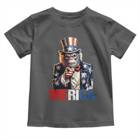 Bigfoot Merica Toddler T Shirt American Flag Patriotic 4th Of July Uncle Sam - Wonder Print Shop