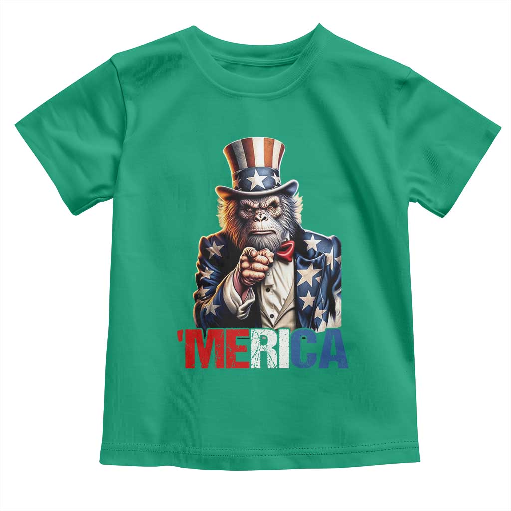 Bigfoot Merica Toddler T Shirt American Flag Patriotic 4th Of July Uncle Sam - Wonder Print Shop