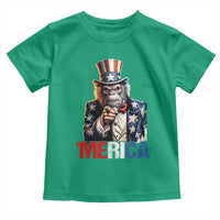Bigfoot Merica Toddler T Shirt American Flag Patriotic 4th Of July Uncle Sam - Wonder Print Shop