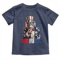Bigfoot Merica Toddler T Shirt American Flag Patriotic 4th Of July Uncle Sam - Wonder Print Shop