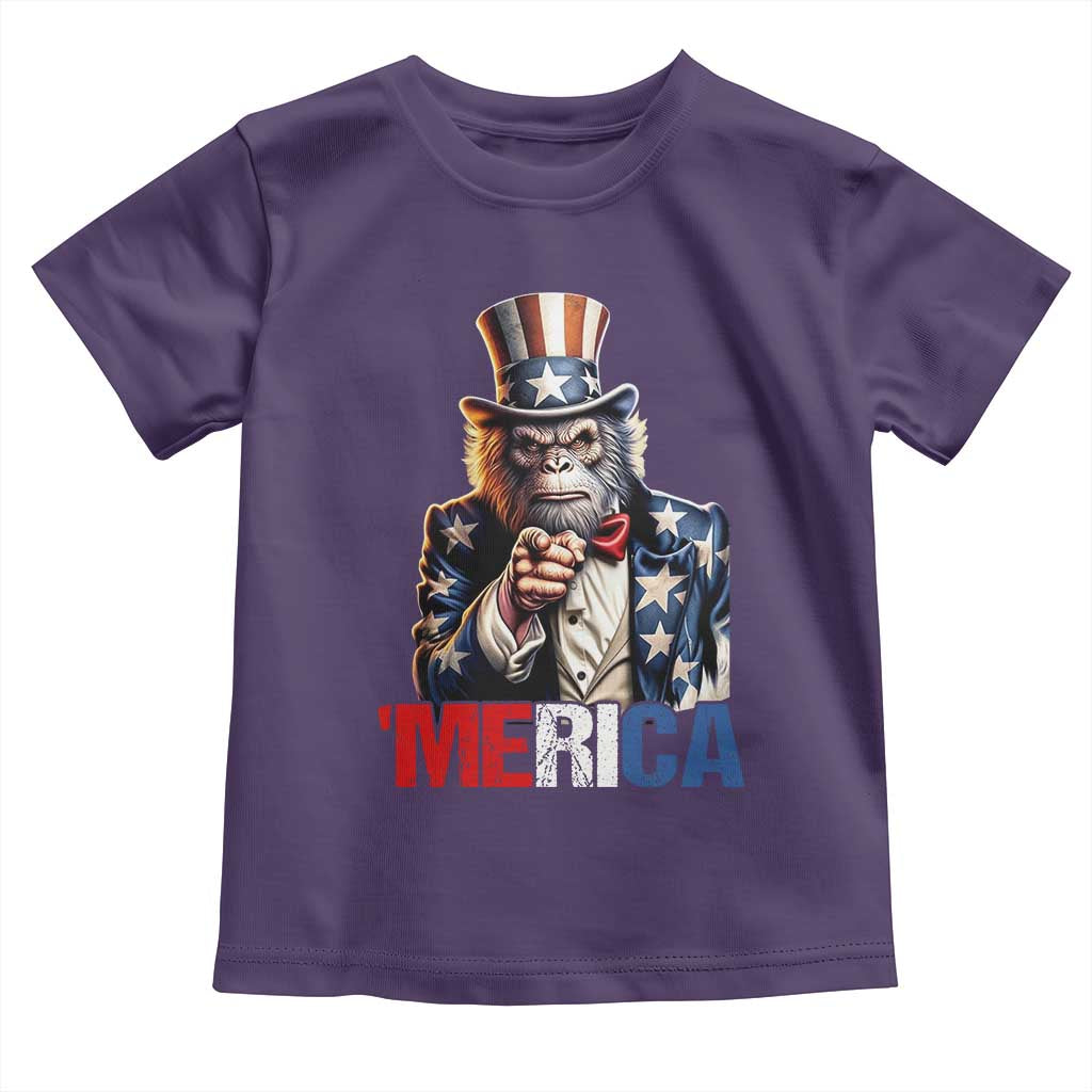 Bigfoot Merica Toddler T Shirt American Flag Patriotic 4th Of July Uncle Sam - Wonder Print Shop