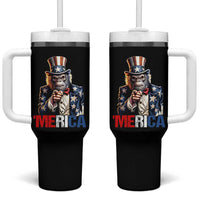 Bigfoot Merica Tumbler With Handle American Flag Patriotic 4th Of July Uncle Sam - Wonder Print Shop