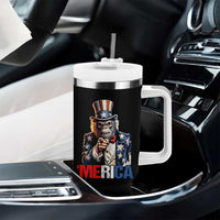 Bigfoot Merica Tumbler With Handle American Flag Patriotic 4th Of July Uncle Sam - Wonder Print Shop