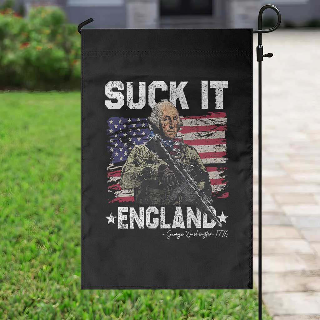 Suck It England Funny 4th of July George Washington 1776 Garden Flag - Wonder Print Shop
