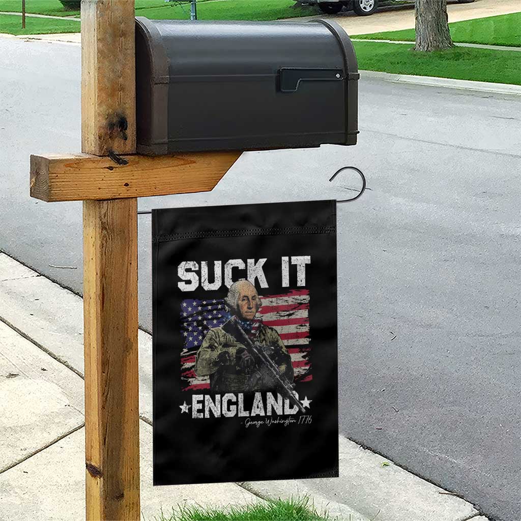Suck It England Funny 4th of July George Washington 1776 Garden Flag - Wonder Print Shop