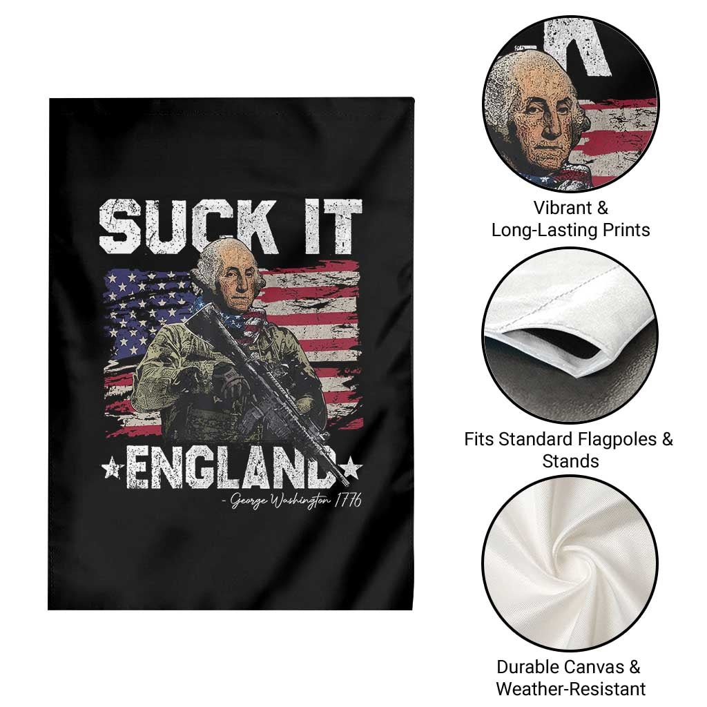 Suck It England Funny 4th of July George Washington 1776 Garden Flag - Wonder Print Shop