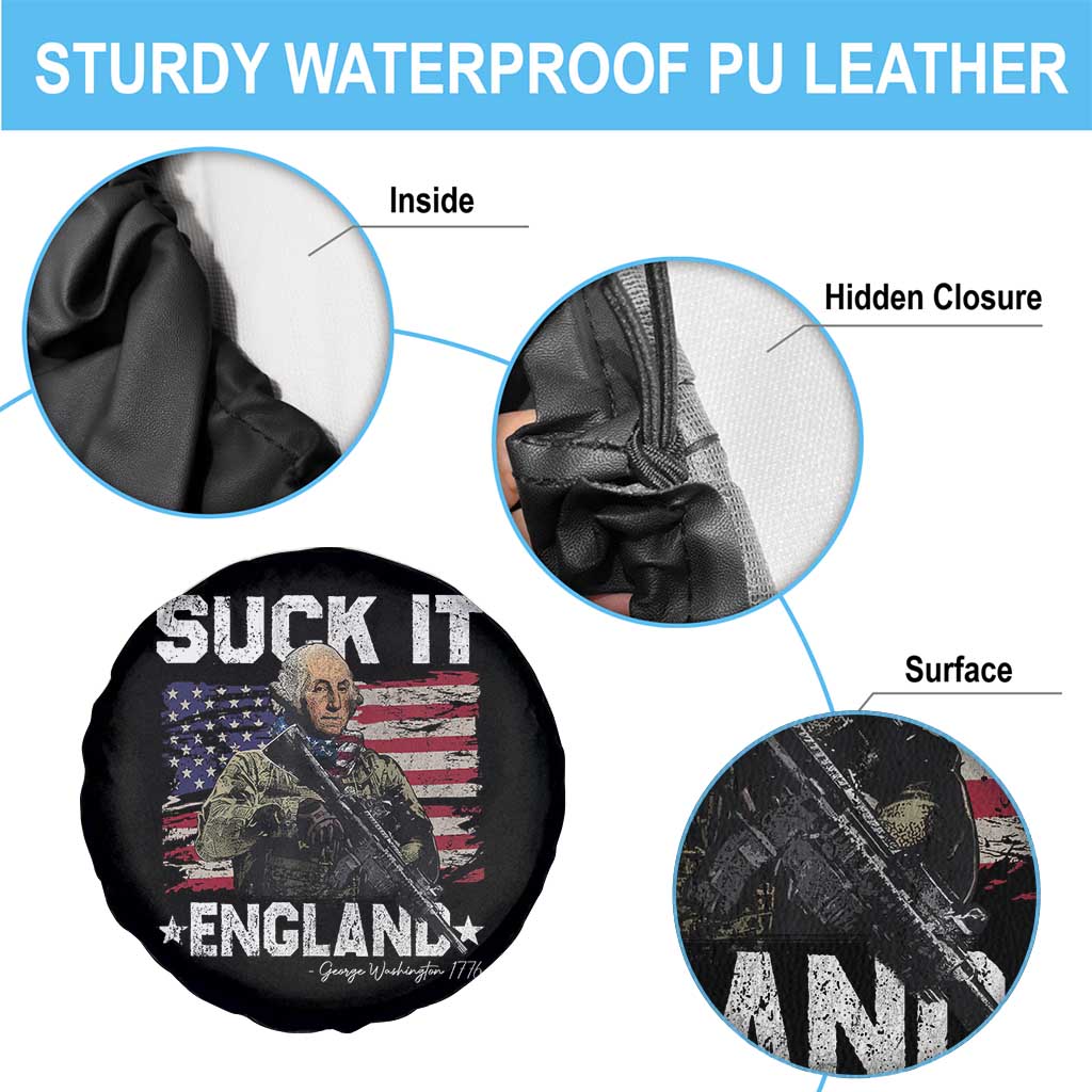 Suck It England Funny 4th of July George Washington 1776 Spare Tire Cover - Wonder Print Shop