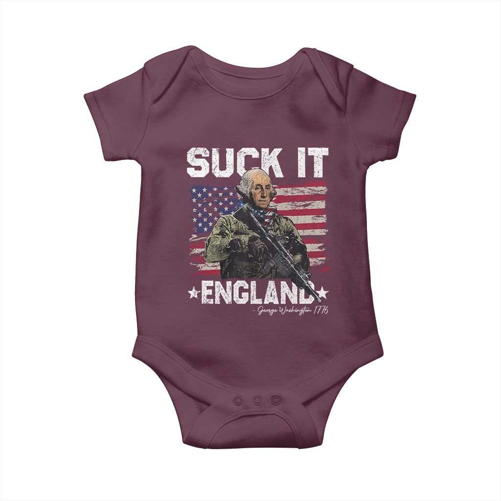 Suck It England Funny 4th of July George Washington 1776 Baby Onesie - Wonder Print Shop