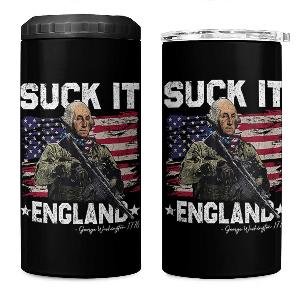 Suck It England Funny 4th of July George Washington 1776 4 in 1 Can Cooler Tumbler - Wonder Print Shop