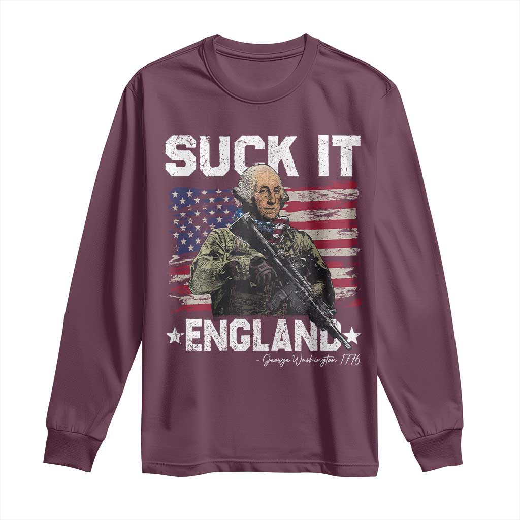 Suck It England Funny 4th of July George Washington 1776 Long Sleeve Shirt - Wonder Print Shop