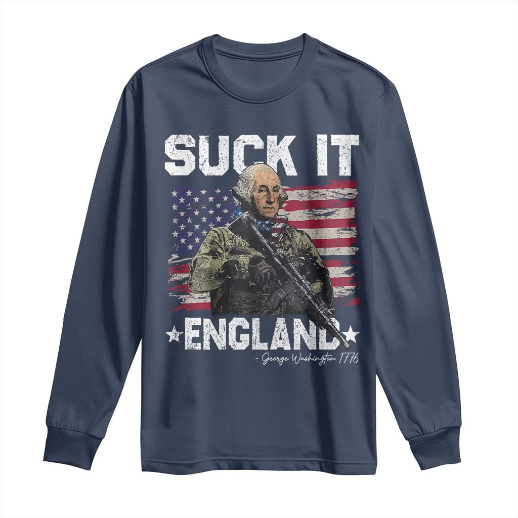 Suck It England Funny 4th of July George Washington 1776 Long Sleeve Shirt - Wonder Print Shop