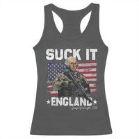 Suck It England Funny 4th of July George Washington 1776 Racerback Tank Top - Wonder Print Shop