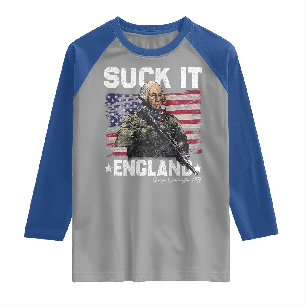 Suck It England Funny 4th of July George Washington 1776 Raglan Shirt - Wonder Print Shop
