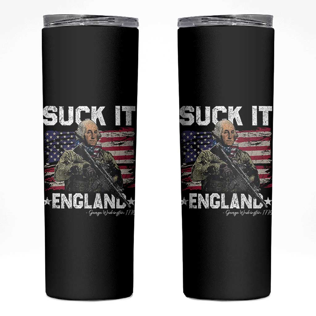 Suck It England Funny 4th of July George Washington 1776 Skinny Tumbler - Wonder Print Shop