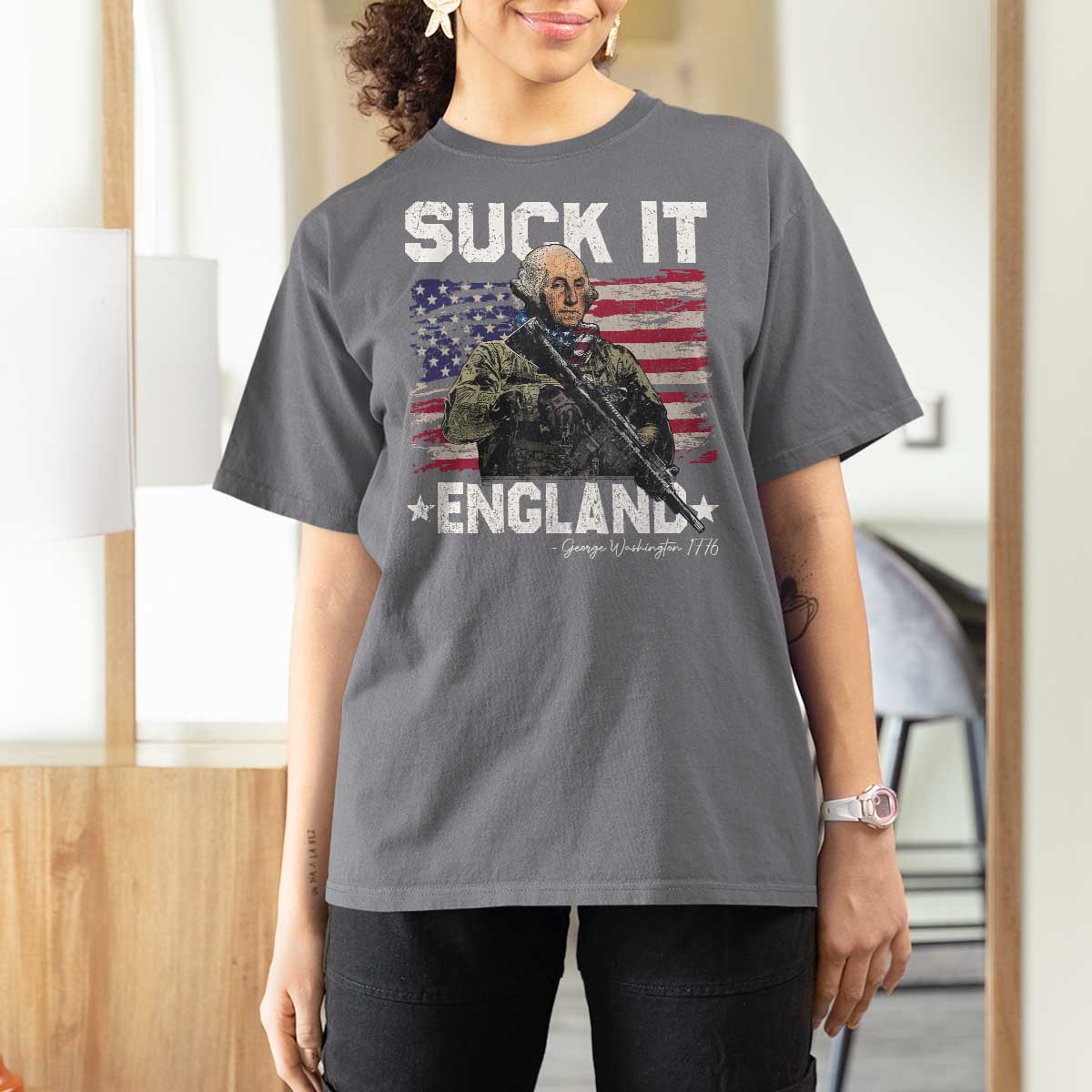 Suck It England Funny 4th of July George Washington 1776 T Shirt For Women - Wonder Print Shop