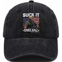 Suck It England Funny 4th of July George Washington 1776 Washed Cotton Baseball Cap
