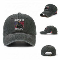Suck It England Funny 4th of July George Washington 1776 Washed Cotton Baseball Cap