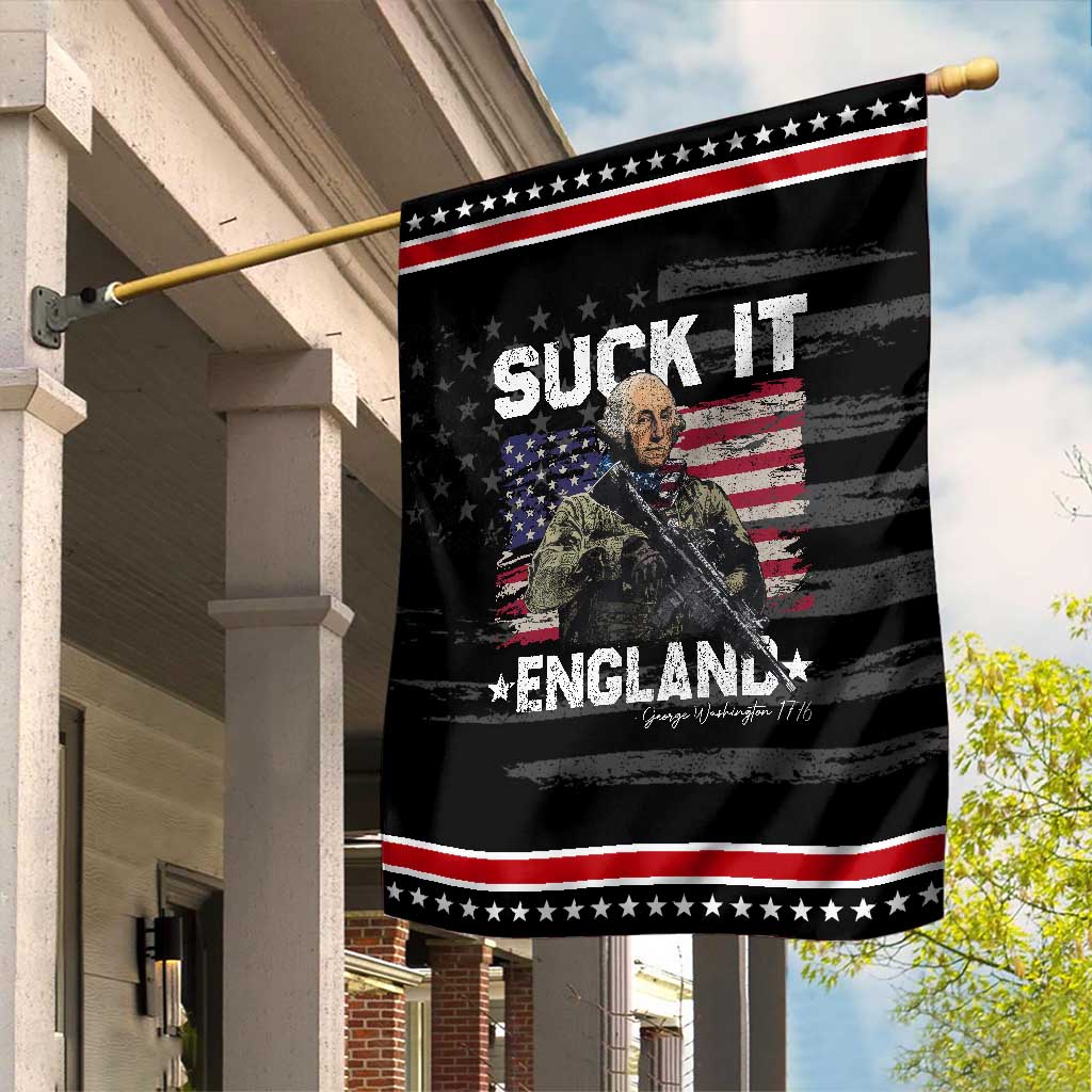 Suck It England Funny 4th of July George Washington 1776 Garden Flag
