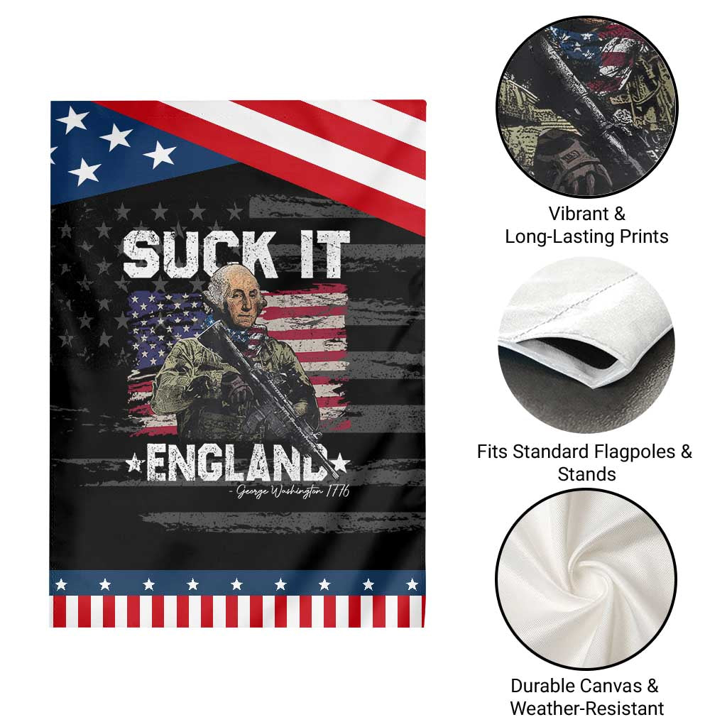 Suck It England Funny 4th of July George Washington 1776 Garden Flag