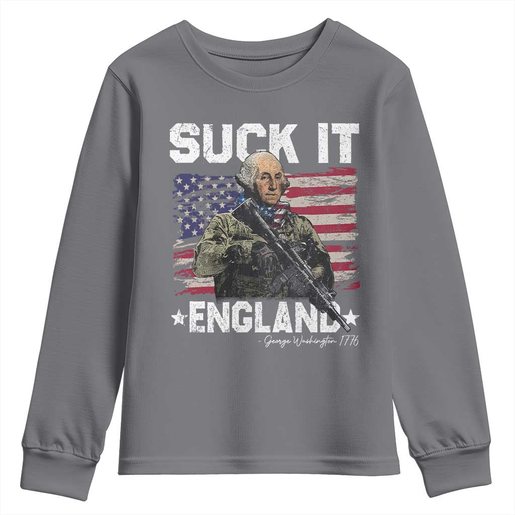 Suck It England Funny 4th of July George Washington 1776 Youth Sweatshirt - Wonder Print Shop