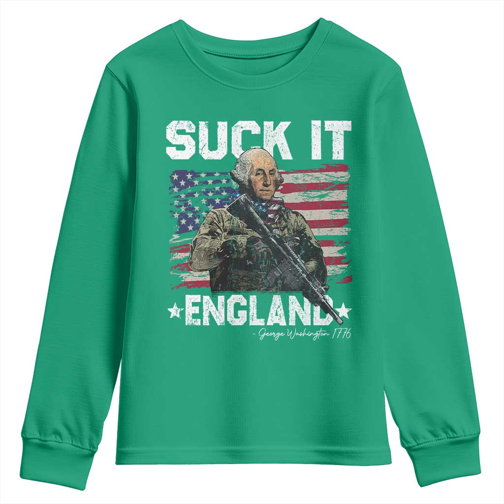 Suck It England Funny 4th of July George Washington 1776 Youth Sweatshirt - Wonder Print Shop