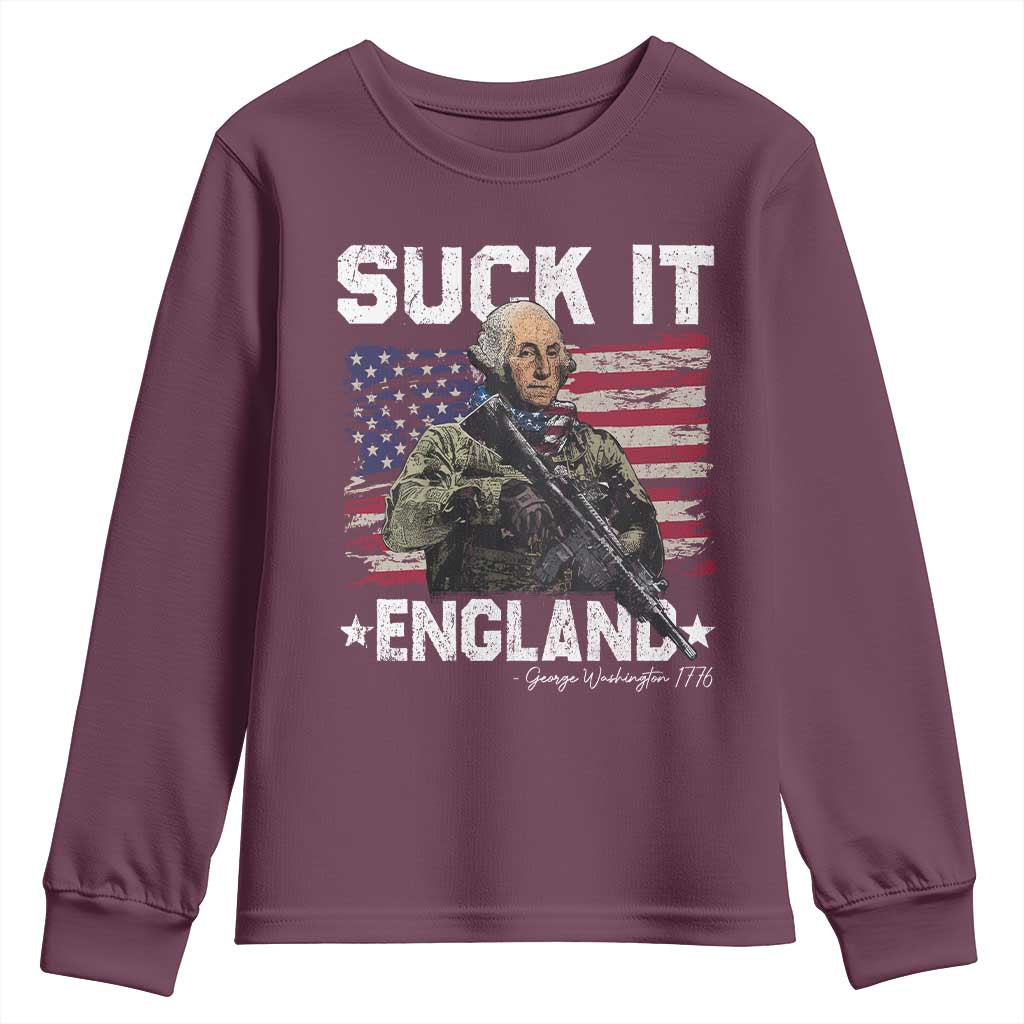 Suck It England Funny 4th of July George Washington 1776 Youth Sweatshirt - Wonder Print Shop