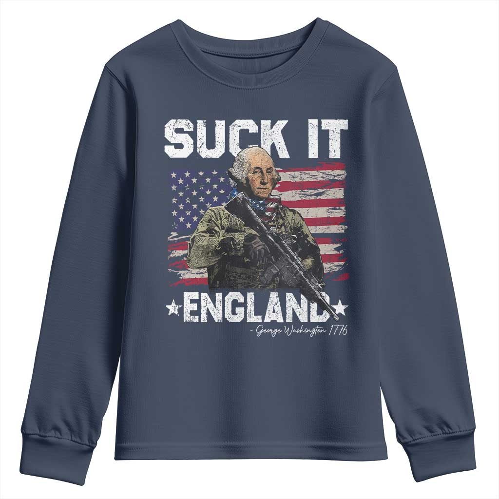 Suck It England Funny 4th of July George Washington 1776 Youth Sweatshirt - Wonder Print Shop