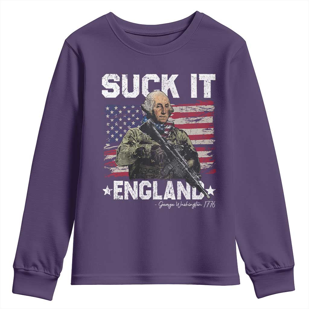 Suck It England Funny 4th of July George Washington 1776 Youth Sweatshirt - Wonder Print Shop