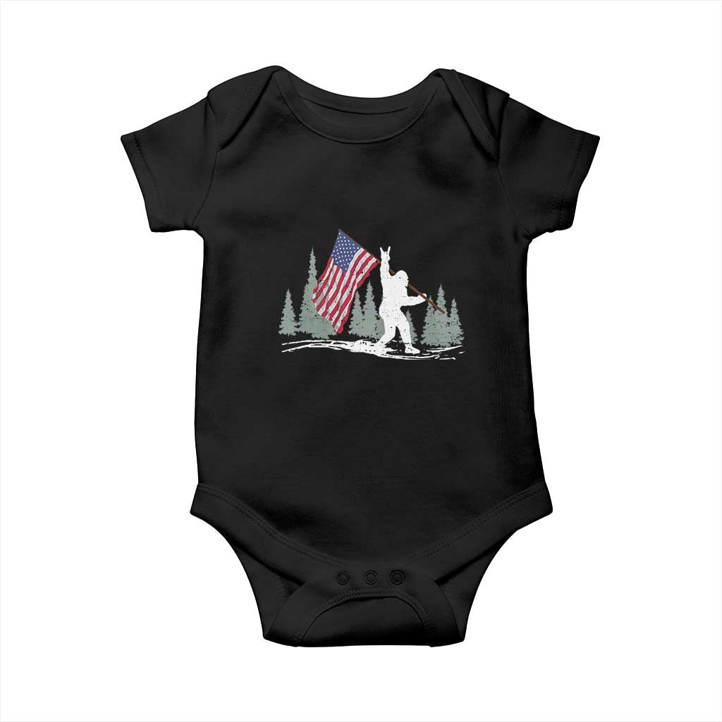 Bigfoot Baby Onesie Sasquatch American Flag Patriotic - Wonder Print Shop