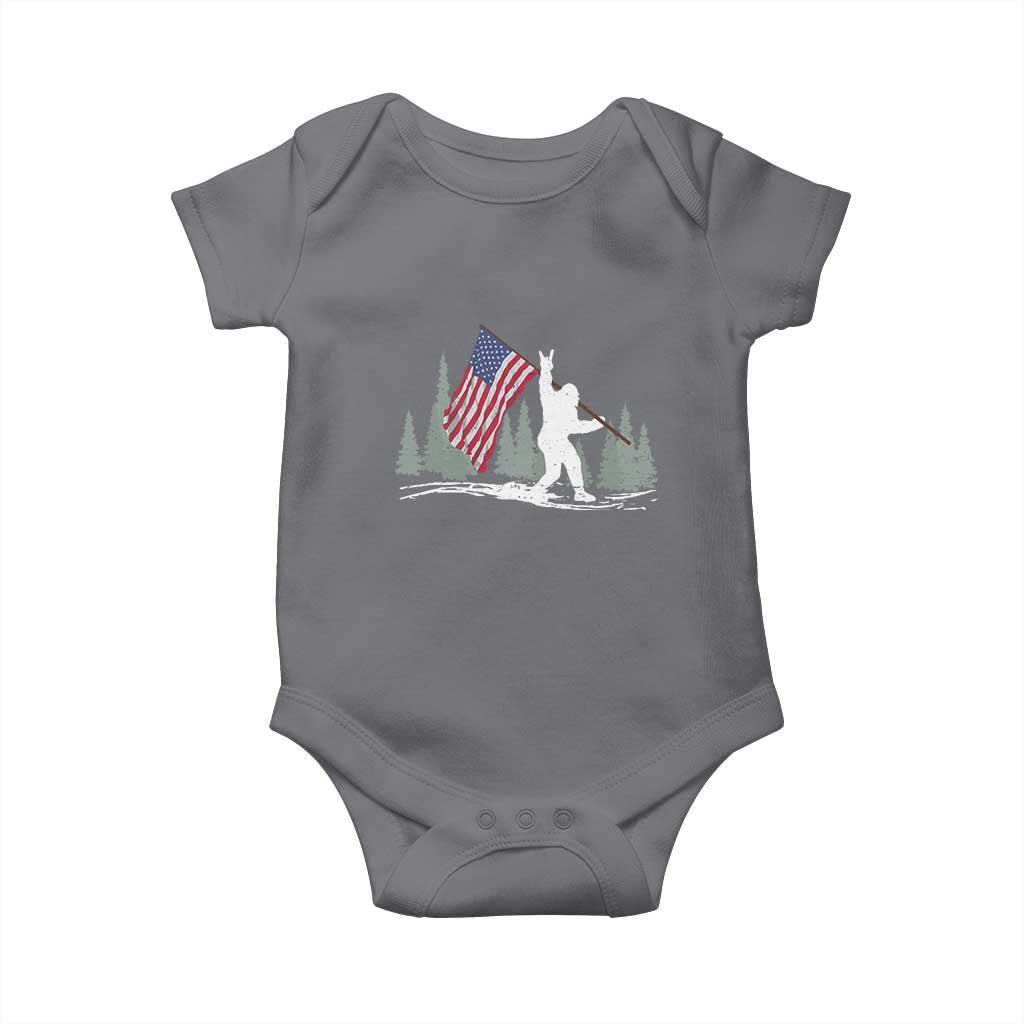 Bigfoot Baby Onesie Sasquatch American Flag Patriotic - Wonder Print Shop