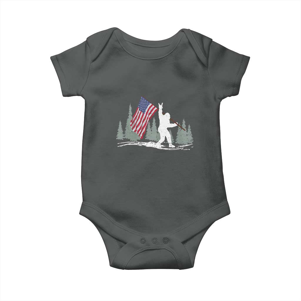 Bigfoot Baby Onesie Sasquatch American Flag Patriotic - Wonder Print Shop