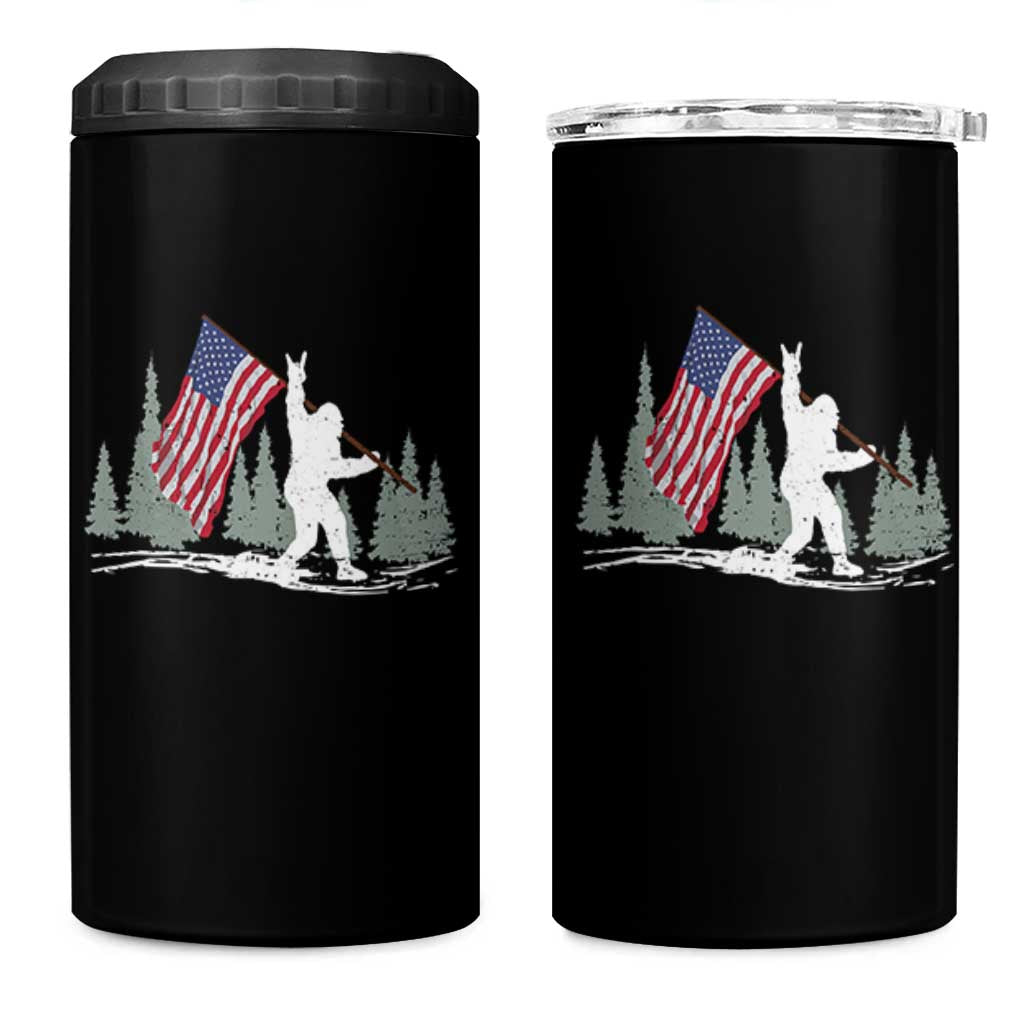 Bigfoot 4 in 1 Can Cooler Tumbler Sasquatch American Flag Patriotic - Wonder Print Shop