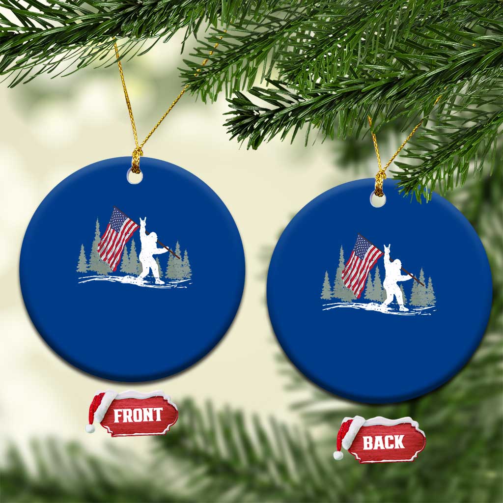 Bigfoot Ceramic Ornament Sasquatch American Flag Patriotic - Wonder Print Shop