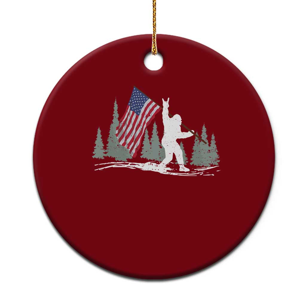 Bigfoot Ceramic Ornament Sasquatch American Flag Patriotic - Wonder Print Shop