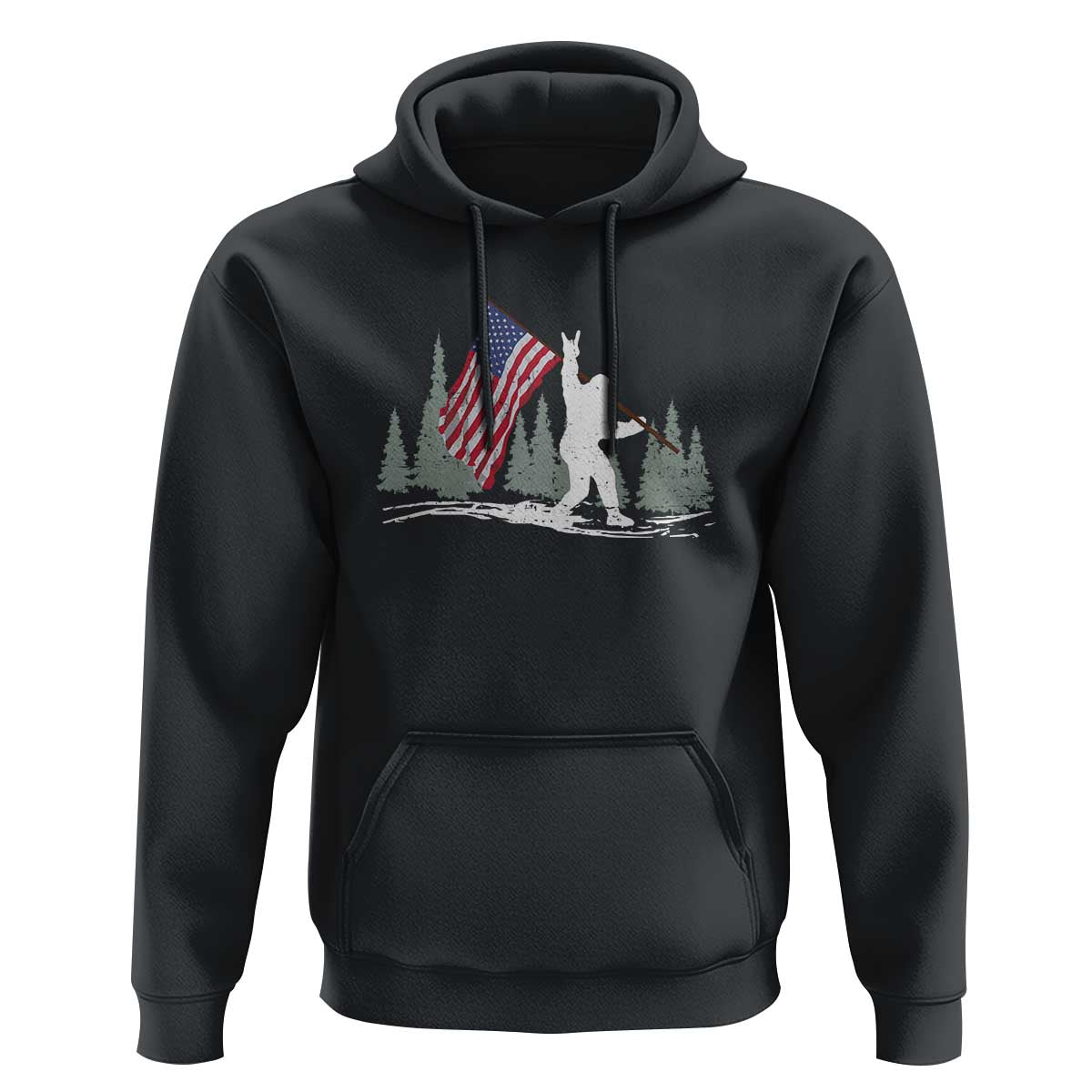 Bigfoot Hoodie Sasquatch American Flag Patriotic - Wonder Print Shop
