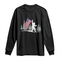 Bigfoot Long Sleeve Shirt Sasquatch American Flag Patriotic - Wonder Print Shop