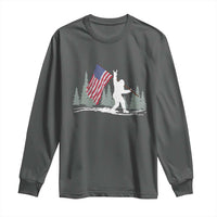 Bigfoot Long Sleeve Shirt Sasquatch American Flag Patriotic - Wonder Print Shop
