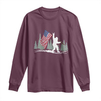 Bigfoot Long Sleeve Shirt Sasquatch American Flag Patriotic - Wonder Print Shop